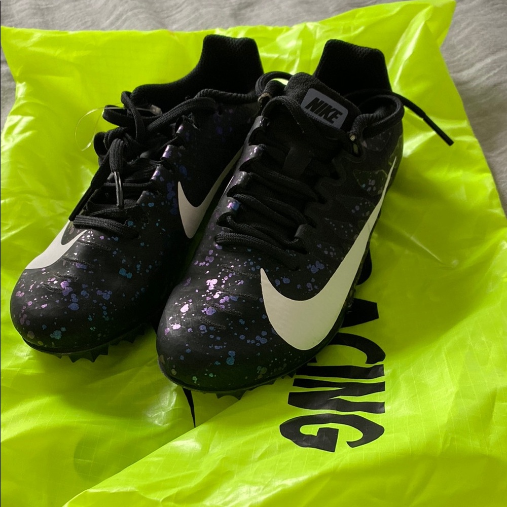 Nike Kids Black Running Cleats (Track and field sneakers) with White Swoosh